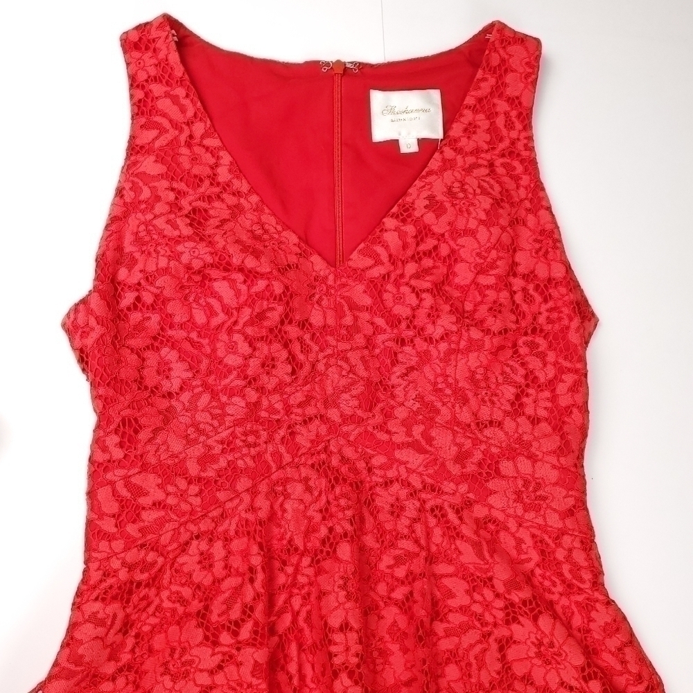 🔴 Shoshanna Anthropologie Red Lace Dress Sz 0 - Picture 8 of 15